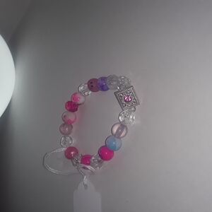 Colorful Beaded Bracelet with Silver Charm 7"0